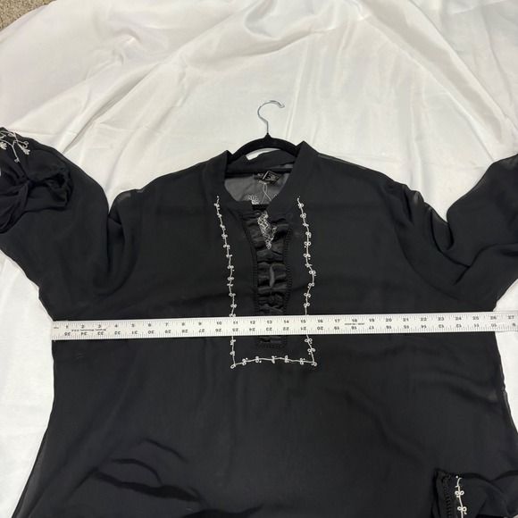 Lane Bryant Black Embroidered Sheer Blouse Top Womens Plus Size 22/24 - Picture 5 of 6